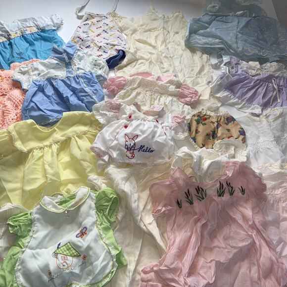 Vtg Lot 17 Toddler Baby Dresses Clothes Various Sizes 90’s 80’s Stitched